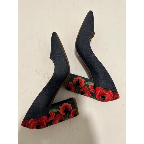 Jessica Simpson‎ Womens Embroidered Denim Block Heels Size 7.5 - Picture 7 of 11